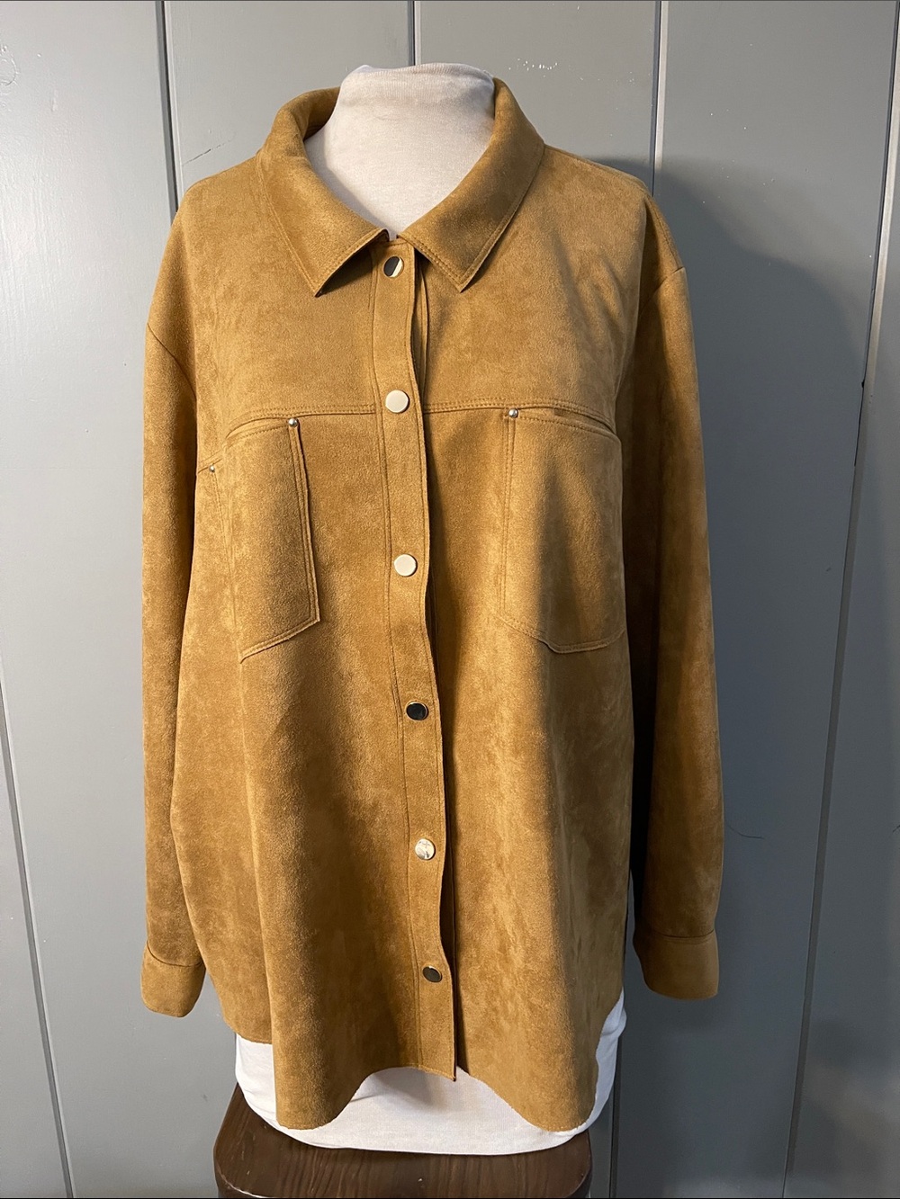Colleen Lopez Shirt Jacket Brown Vegan Suede Festival Boho Western Cowgirl